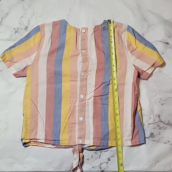 Madewell Button-Back Tie Tee in Sherbet Stripe - Picture 4 of 5